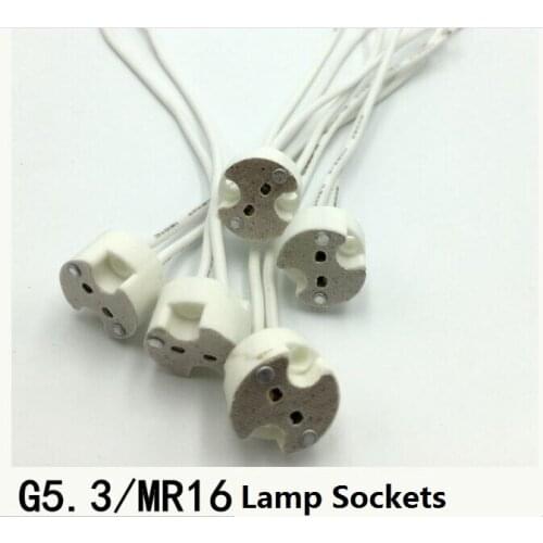 G5.3/GU5.3/MR16 Ceramic Quartz Lamp Holder Sockets Lamp Cup with Silicone Wire Lighting Accessories 10CM