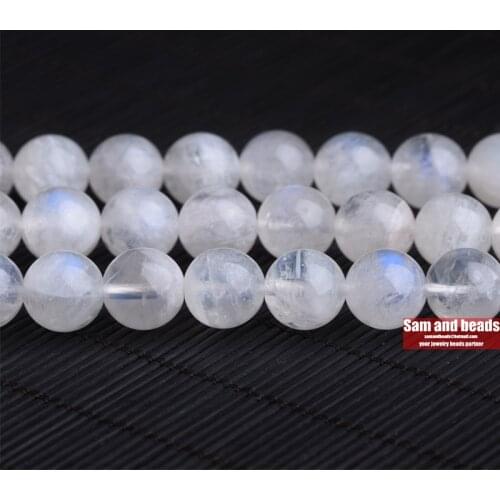 3A grade Natural Stone Blue Moonstone Round Loose Beads 4 6 8 10 MM Diy Spacer Beads for Jewelry Making Accessories