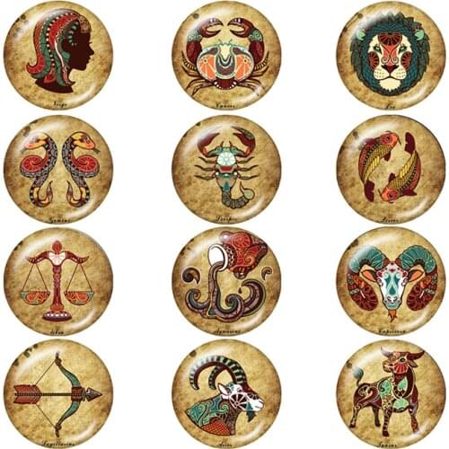 Birthstone Zodiac mixed 12mm/18mm/20mm/25mm Round photo glass cabochon demo flat back Making findings Z1753