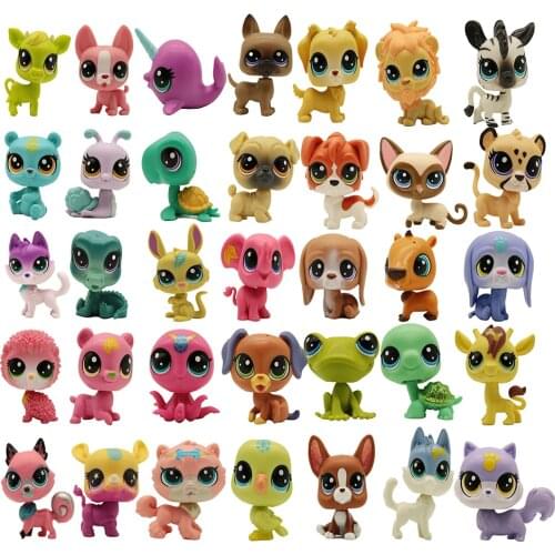 10/50 Pcs Random Send Unique Original Pets shop Toys Cat Kitten Aminals Mini Toy Figures Classic Little Pet Toys Kids Toy