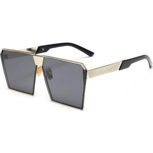MAXJULI Oversized Sunglasses Metal Frame Square Luxury Brand Designer Women Mirror Sun glasses Men UV400 Big Frame Shades 8308