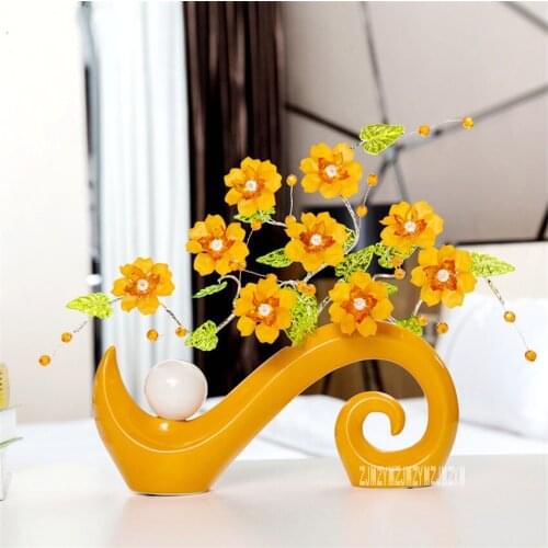 Creative Simple Snail Shape Desk Tabletop Ceramic Vase Ikebana Ornaments Artificial Floral Flower Home Office Furnishing Decro