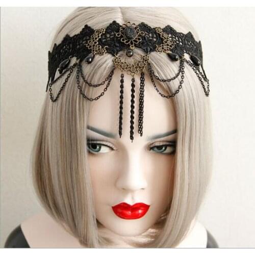 New arrival womens punk hairbands with Wave pendant party girls vintege headband with beads& hair accessories