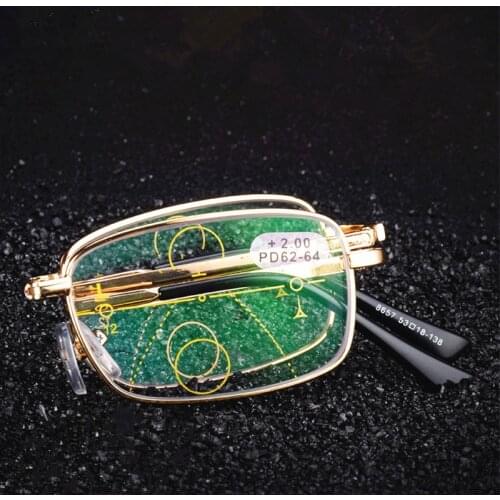 New Men Women Progressive lenses Folding Reading Glasses Fashion Square Classic Multifocal Foldable Glasses for Men Women