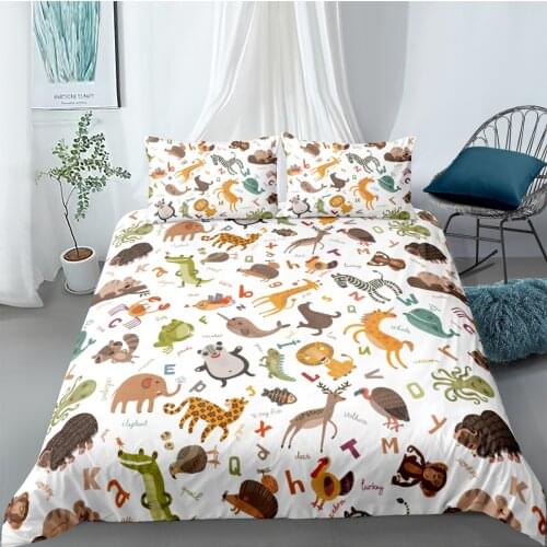 3D Duvet Cover Set Bedding Sets Quilt Covers Pillow Cases Full Twin Double Single Size Lovely Little Animals Design Bedclothes