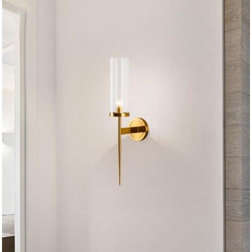 Postmodern minimalist glass wall lamp bedside lamp aisle balcony Nordic designer creative personality wrought iron wall lamp