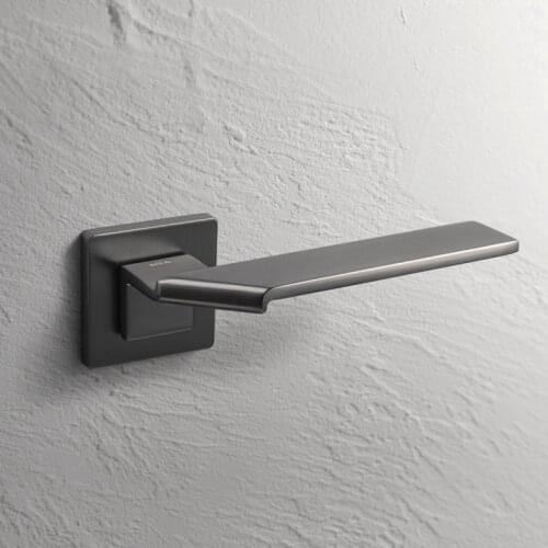 Goo-Ki Square Space Folding Bedroom Door Handle with Lock Minimalist Interior Door Handle Lock Cylinder Security Mute Door Lock