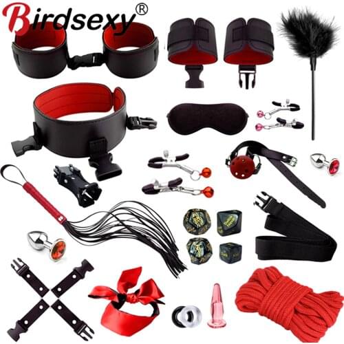 Adult Sex Products Erotic Bondage Bed Games BDSM Sex Bondage Set Women Handcuffs Ankle Cuff Restraints Sex Toys For Couples