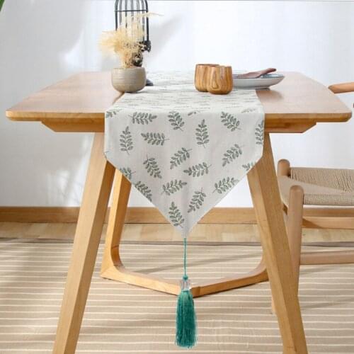 Modern And Simple Tablecloth Long Strips Of Imitation Cotton And Linen Leaf Tassel Decoration TV Cabinet Cover Without Towel