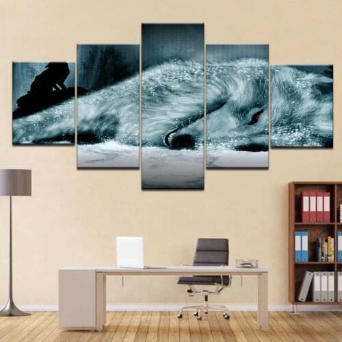 Modern Wall Art Canvas Pictures Frame Bedroom Home Decor HD Printed Painting 5 Pieces Animal Photo Red Eyes Wolf Posters