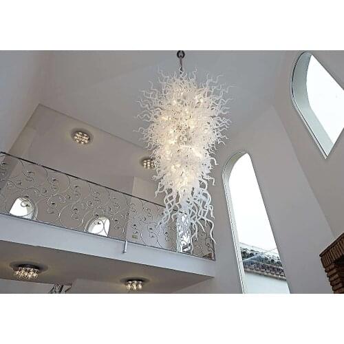 Wedding Home Decoration Contemporary Led Light Source White Glass Large Chandelier Lighting