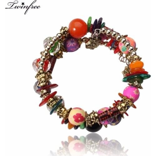 Women Bohemia Charms Multi Layers Bracelet&bangle Vintage Ethnic Beads Bracelets Jewelry Gifts