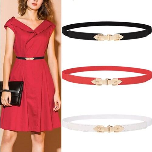 Gold pin double buckle waistbands thin waist seal female HOT skirt decorate elastic belts for women narrow cummerbunds for dress