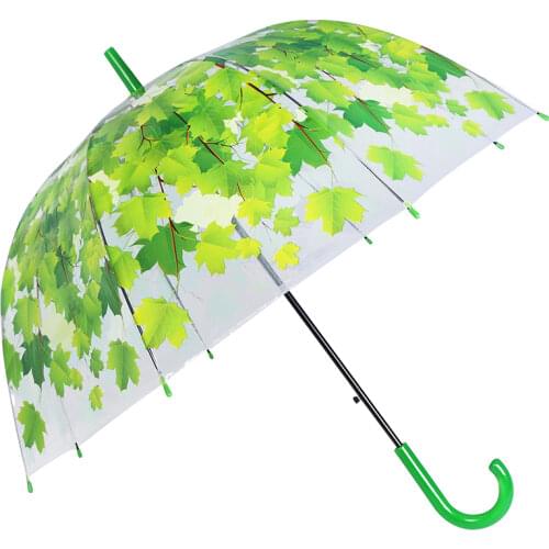 Girl Small Umbrella Transparent Women Long Handle Umbrellas Windproof Clear Arch Leaf Dance Umbrella Paraplu Gift Ideas SY319