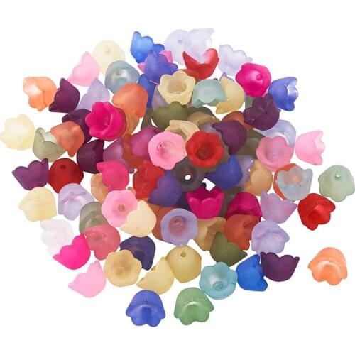 100pcs Mixed Frosted Acrylic Flower Bead Caps For Earrings Big statement Necklaces Bracelets Handmade Jewelry Making
