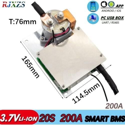 20S 200A New DIY Lithium Ion With Relay Smart BMS With Android bluetooth-compatible APP Software Alloy Cooling Case