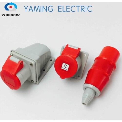 3 pin plug and socket 16Amp 2P+E splash proof cable protected industrial connector male and female plug and socket