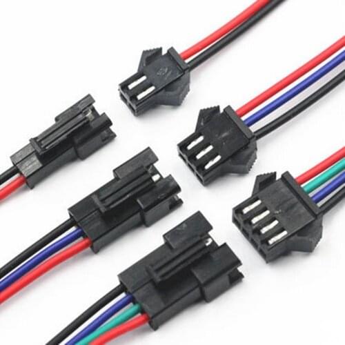 5Pairs 10cm 15cm 20cm long SM2.54mm 2p 3p 4p Plug Male to Female Wire Connector 22AWG