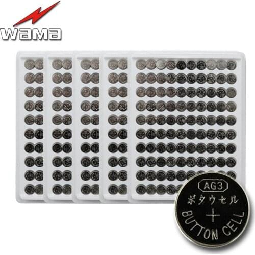 500pcs/5plate Wama AG3 Clock Button Cell Battery LR41 Light 392 SR41 SR736 V36A 192 Toys Remote Control Batteries Drop Shipping