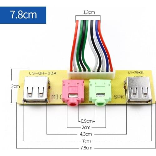 7.8CM 65CM PC Computer Cables & Connectors Case Front Panel USB/ Audio Front USB 2.0 Plug Guard Extend Mic Earphone power cables