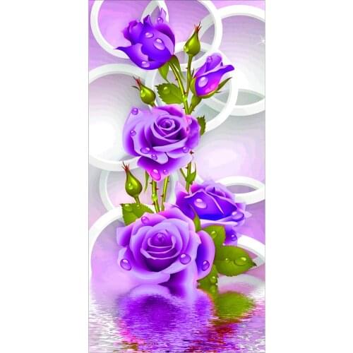 Purple Rose Flower 5D Diamond Painting Cross Stitch Kits Embroidery DIY Painting Home Decoration Painting Craft E5M1