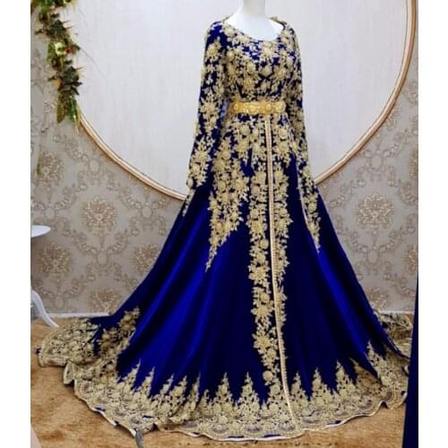 Arabic Dubai Muslim Long Sleeves Evening Dress A Line Lace Beaded Women Formal Occasion Gowns Morocco Kaftan Custom Made Prom
