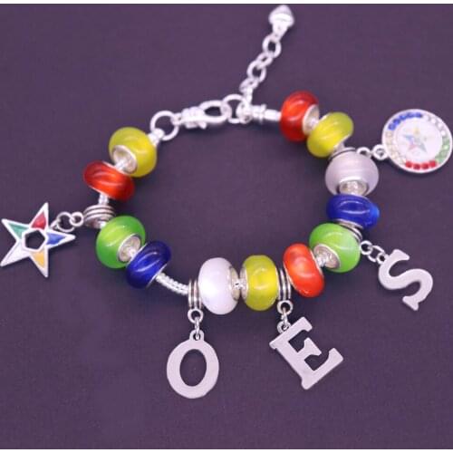 Greek Letter Jewelry Custom Trendy University Organization Order Easter Star OES Bracelet Bangles With Snake Chain
