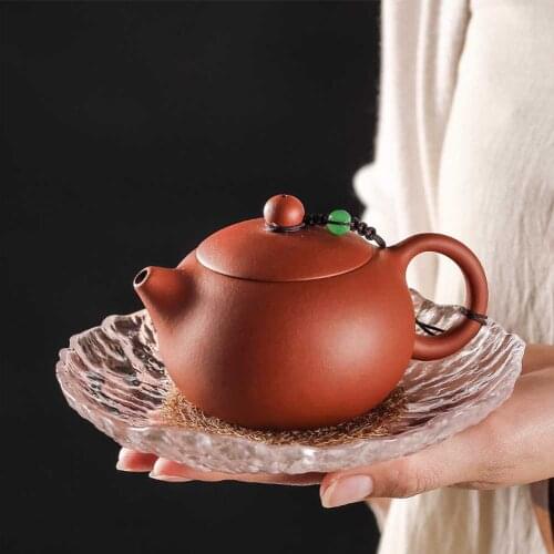 Japanese Style Teacups Insulation Pads Mini Round Teapot Tray Kung Fu Black Green Tea Saucer 16cm Glass Plate Tea Table Decorate