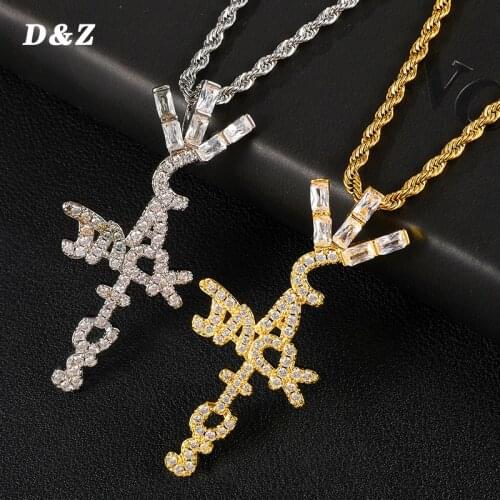 D&Z Cactus Jack Shape Pendant Necklace Ice Crystal Cubic Zirconia Pendant Hip Hop Jewelry Gift Necklace & Pendant Bling Cubic