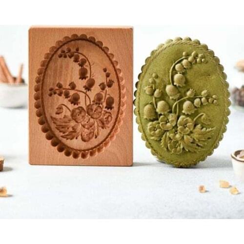 Wooden Gingerbread Cookie Mold Violet Pattern Biscuits Molds DIY Decorating Baking Tools Shortbread Gingerbread Mould Crafts