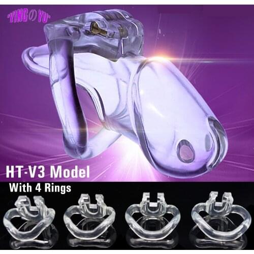 HT-V3 Bio-Sourced Resin Male Chastity Device Cock Cage Dick Belt With 4 Penis Ring Lock Adult Sex Toys for Men Erotic Products