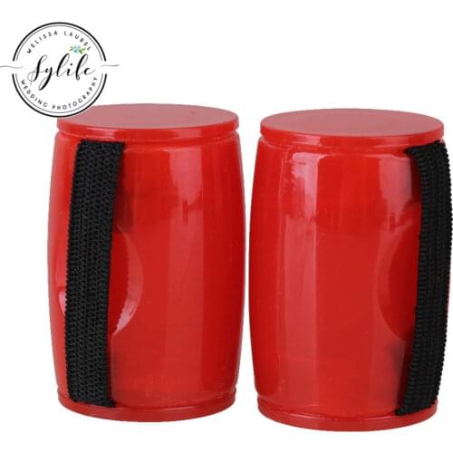 Red Curved Cylindrical Ukulele Guitar Finger Rhythm Sand Shaker Bell Pack of 2