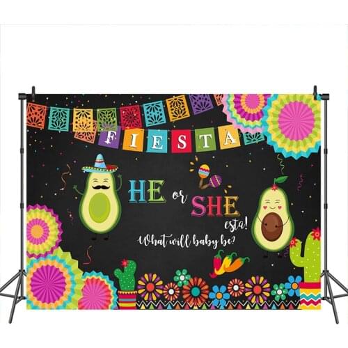 Mexican Baby Shower Backdrop Gender Reveal Fiesta flower Avocado Photography Backdrops Birthday Party Decoration Banner Photo