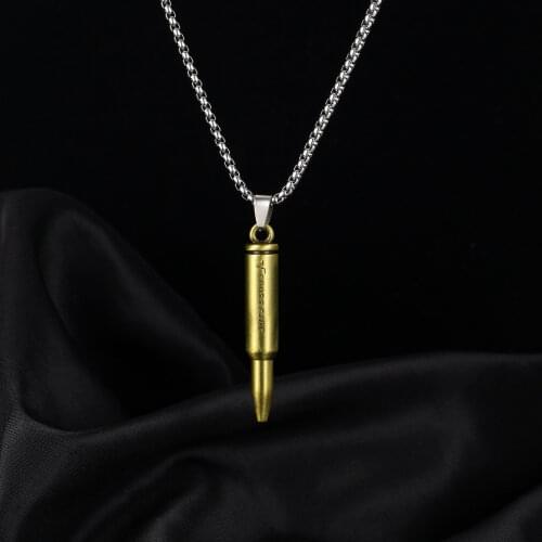 72Cm 37G Stainless Steel Chain Golden Retro Personality Bronze Bullet MenS Necklace Pendants Jewelry 2021 Trend