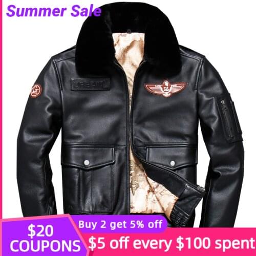2021 Blakc Men Military Pilot Leather Jacket Plus Size XXXXXL Genuine Natural Cowhide Russian Autumn Slim Fit Aviation Coat