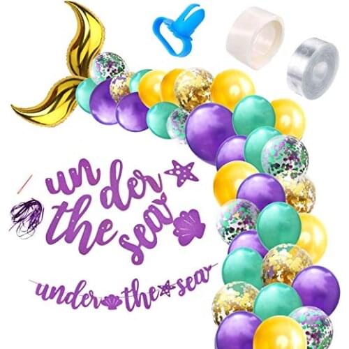 Mermaid Party Supplies set Mermaid Birthday decorations Under the Sea Party Mermaid Tail Balloon Garland Set Under the Sea