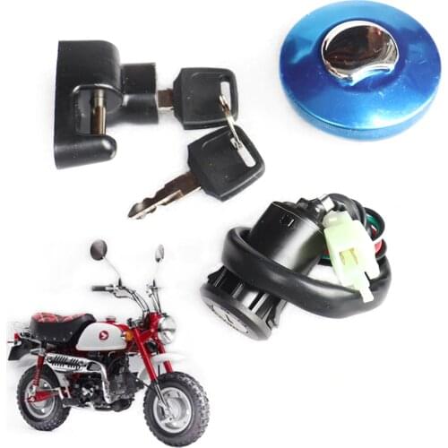 Motorcycle Ignition Switch Set Lock Fuel Tank Cover Cap Lock Suitable for Honda Monkey Motorcycle Dirt Pit Bike Atv Quad