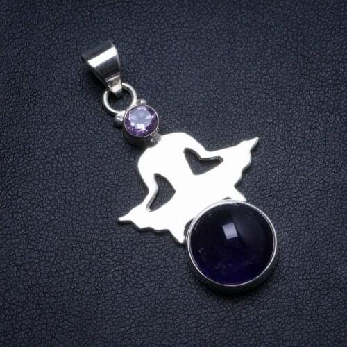 Natural Amethyst Handmade Unique 925 Sterling Silver Pendant 1.75" X0355