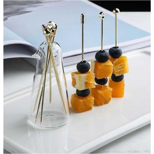 Stainless Steel Fruit Fork Cake Snack Tool Penguin Glass Holder Crystal Flower Vase Container Knife Fork Jar