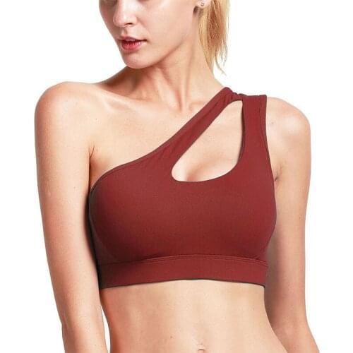 Nylon Women Sports Bra Quick Drying Sports Underwear Shockproof Bra Female One Shoulder Tops Gym Running Underwear Yoga Bra
