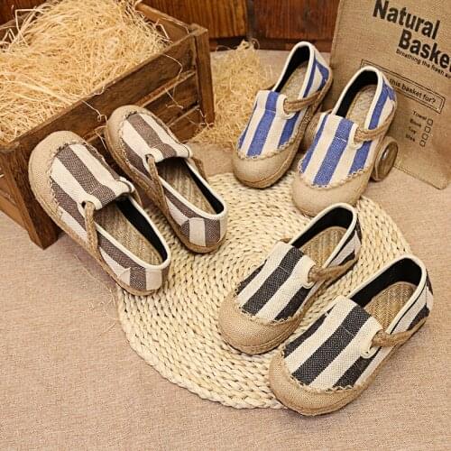 2020 new product striped design breathable wild comfortable soft non-slip sole Round Toe Slip-On flat shoes loafers women W33-88