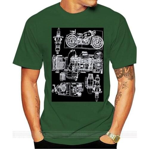 New arrival T shirt men brand clothing fashion pattern M-72 Motorcycle Engine Blow Out Diagram Mechanic Schematic Art