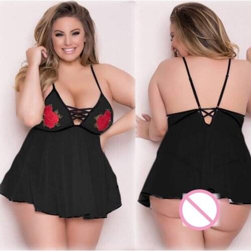 New Plus Size Women Sexy Lingerie Hot Erotic Apparel Porno Lace Flower Sleepwear Underwear Nightwear Night Gown Sex Costumes