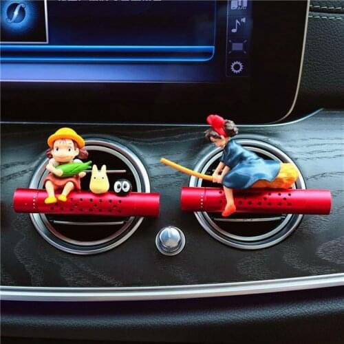 GISAEV Car Air Freshener Cartoon Girl Riding Broom Cute Car Accessories Interior Perfume Metal Aromatherapy Vent Clip Ornament