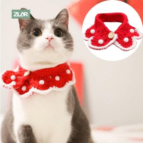 ZLAR Merry Christmas Cats Dog Rabbit Collar Leads Collar For Cats Clothing For Cat Knitting Christmas Collars Cat Accessories