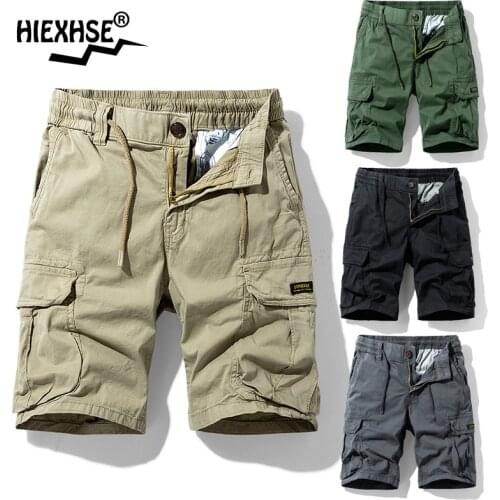 Mens Summer Simple Style Casual Pockets Cargo Shorts Men Fashion Solid 100% Cotton Vintage Relaxed Fit Shorts Drawstring Shorts