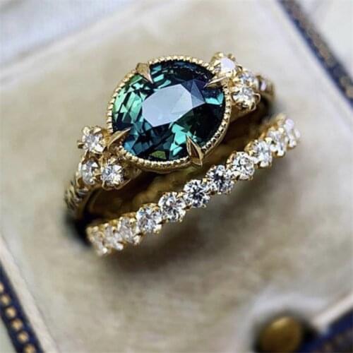 Modyle 2Pcs/set Charm Zircon Ring Bijoux Femme Fashion Jewelry Bijoux Crystal Engagement Wedding Rings For Women Men