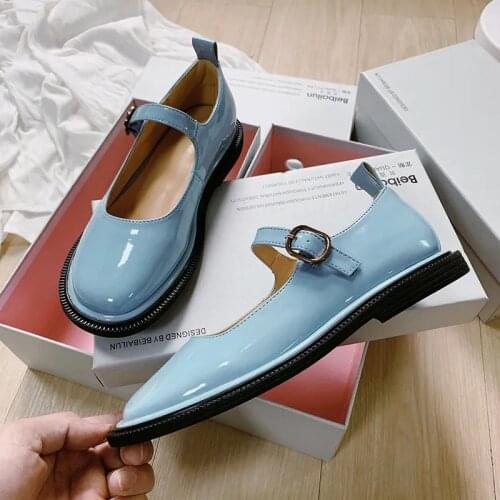 Candy Color Harajuku Platform Mary Jane Shoes Women Gothic Retro Patent Leather Loafers 2021 Designer Fashion Buckle Strap Flats