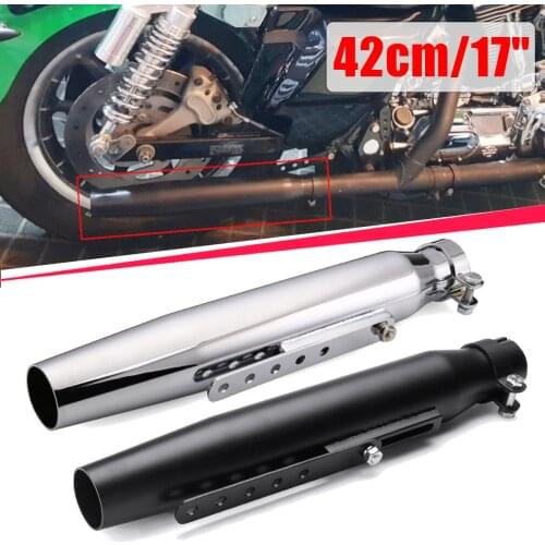 Universal 17'' Motorcycle Exhaust Muffler Pipe Tip Retro Vintage Rear Pipe Tube Exhause Silencer For Harley Bobbers Cafe Racer