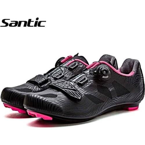 Santic Cycling Shoes Women Pro Team Racing Self-locking Road Bike Shoes TPU Breathable Sport Bicycle Shoes Zapatillas Ciclismo